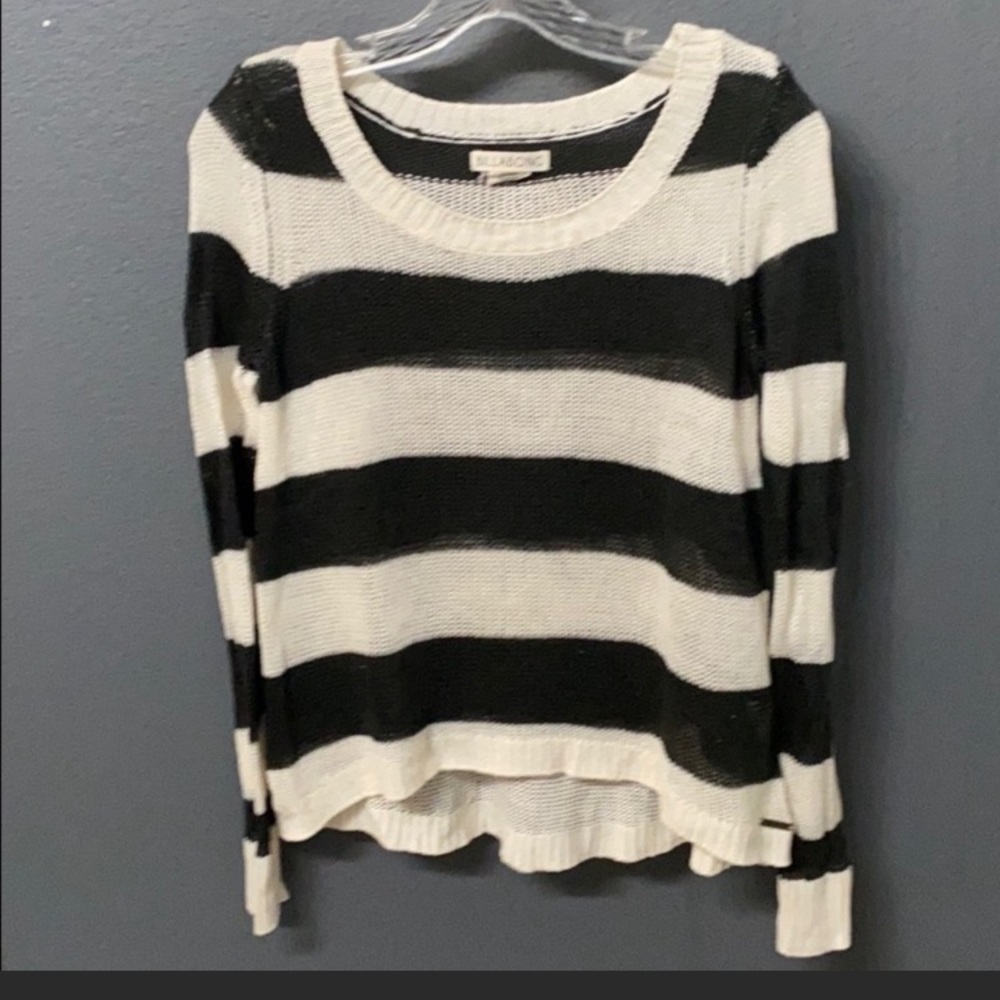 Billabong Black and White Striped Knit Sweater